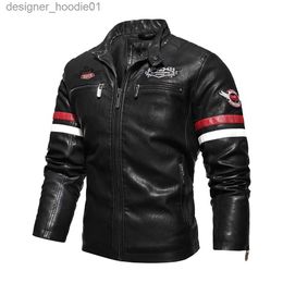 Men's Fur Faux Fur Fashion Brand Men's Retro PU Jackets 2022 Men Slim Fit Motorcycle Leather Jacket Outwear Male Warm Bomber Military Outdoor Coat L230913
