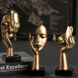 Decorative Objects Figurines Abstract Face Expression Statue Resin Figure Mien Pose Sculpture Bookshelf Ornament Tabletop Craft Decor Furnishing 230912