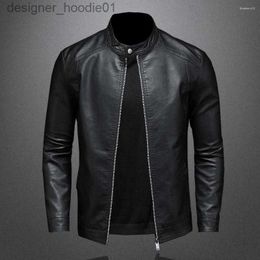 Men's Fur Faux Fur Men's Jackets Spring Autumn Leather Jacket Men Stand Collar Slim Pu Fashion Motorcycle Causal Coat Mens Moto Biker L230913