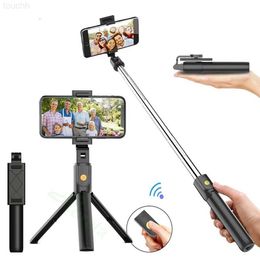 Selfie Monopods 3 In 1 Wireless Bluetooth Selfie Stick Foldable Monopods Mini Tripod Expandable Monopod with Remote Control for IOS Android K07 L230913