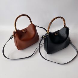 Luxury Bamboo Top Handle leather handbag fashion Cross Body Purse Shoulder Bags High quality totes designer handbag women Clutch bamboo bag