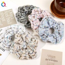 Retro Classic Lattice Scrunchie Large Intestine Elasticity Hair Bands for Women Fashion Girl Ponytail Hair Ropes Hair Ties Accessories