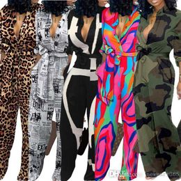 Womens Jumpsuits Rompers Plus Size Xxxl Designer Bodysuits Womens Cardigan Leopard Printed Jumpsuits Sexy Bandage Body Clothes Woman Long Sleeve Pants Rompers L23