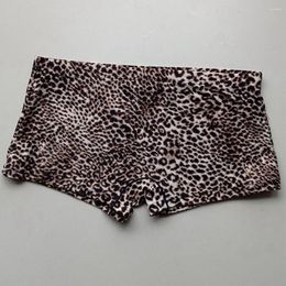 Underpants Leopard Print Boxer Briefs Men Sexy Soft Shorts Trunks Penis Bulge Pouch Underwear Elastic Male Panties