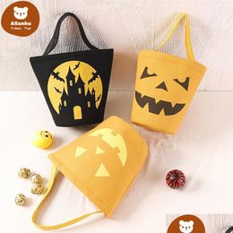 Other Festive Party Supplies Us Stock Halloween Canvas Bucket Bags Cartoon Pumpkin Vampire Ghost Witch Kids Handbags Candy Gift 591Y D Dhxzv