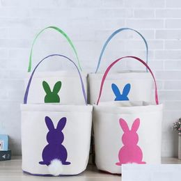 Party Decoration Canvas Easter Basket Bunny Ears Good Quality Bags For Kids Gift Bucket Cartoon Rabbit Carring Eggs Bag New Drop Deliv Dhner