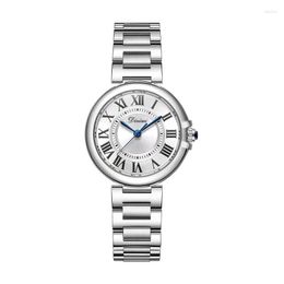 Wristwatches 2023 Ladies Watch Fashion Simple Temperament Steel Band Shi Ying Retro Roman Scale Table