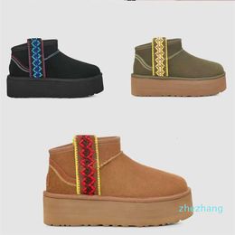 2023-Designer Classic Mini Boot Platform Snow Boots Men Women Platform Leather Warm Booties Luxurious Shoe