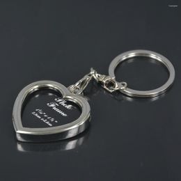 Keychains HJ Love Heart Po Picture Frame Zinc Alloy Car Keyring Jewellery Keyfob Classic Pendant Keychain Lover Family Christmas Gift