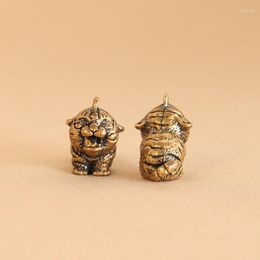 Charms Vintage Brass Mini Tiger Keychain Pendant Domineering Animal Charm For Jewelry Making DIY Necklace Bracelet Handmade Accessories