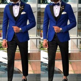 Men's Suits Slim Blazers Groom Suits For Men's Royal Blue Wedding Tuxedo Vests Formal Wear 3 PCS Slim Fit For Men3161