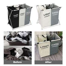 Storage Baskets Laundry Large Removable Bags Basket Sorter Organiser For Dirty Clothes Hamper Foldable Frame Cloth Organisation 230912