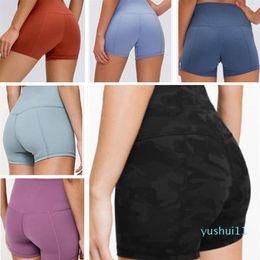 yoga women shorts leggings designer womens workout gym align wear lu 68 solid Colour sports elastic fitness lady overall tights sho259b