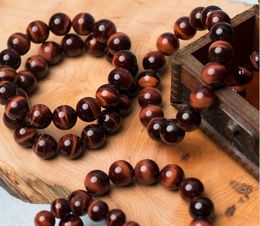 Strand 12MM Natural Red Tiger Eye Stone Elastic Bracelet Vintage Punk