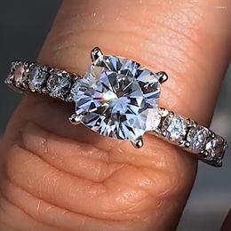 Cluster Rings Solid 14K White Gold Women Ring Moissanite Diamonds 1 2 3 4 5 Cushion Wedding Party Engagement Anniversary Romantic