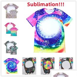 Party Favor Leopard Print Sublimation Bleached Shirts Heat Transfer Blank Bleach Shirt Polyester T-Shirts Us Men Women Supplies Drop D Dhpgd