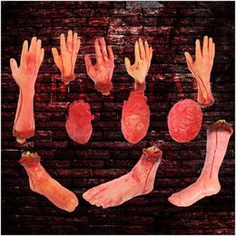 Party Decoration Horror Halloween Props Bloody Hand Haunted House Fake Finger Leg Foot Heart Home Decor Supplies Drop Delivery Garden Dh7Z4