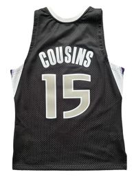 SL 2011-2012 #15 Demarcus Cousins King Basketball Jersey Sacramentos Mitch and Ness Throwback Black Size S-XXXL