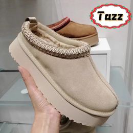 Tazz Tasman pantofole stivale con plateau stivali da neve in Australia stivaletti alla caviglia da donna firmati ultra mini semi di senape scivoli in pelliccia di castagno pelle di pecora scarpe invernali da donna da uomo