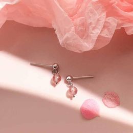 Stud Earrings Ruifan Pink Natural Stone Strawberry Quartz Women's 925 Sterling Silver For Women Fashion Jewellery YEA237