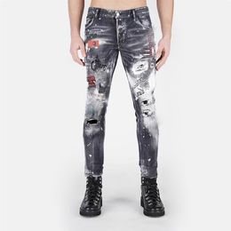 DSQ PHANTOM TURTLE Jeans Men Jean Mens Luxury Designer Skinny Ripped Cool Guy Causal Hole Denim Fashion Brand Fit Jeans Man Washed335D