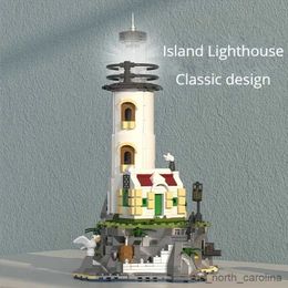 Blocks 1092PCS Electric Lighthouse Building Blocks Fisherman's Hut Glowing Lighthouse Assembly Bricks Creative Desktop Ornaments R230913