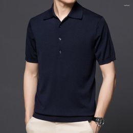 Men's T Shirts High-End Spring And Summer Cotton Blended Polo Collar Solid Colour Micro Elastic Short Sleeve Polot Shirt