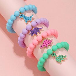 Strand 4Pcs/set Handmade Cartoon Dinosaur Charm Bracelets For Girls Jewellery Gift