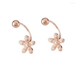 Stud Earrings ZFSILVER Fashion Trendy Fresh Silver S925 Diamond-set Flower Screw Ball For Women Charms Accessories Jewellery Party Gift