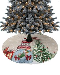 Christmas Decorations Poinsettia Gnome Tree Skirt Xmas For Home Supplies Round Skirts Base Cover