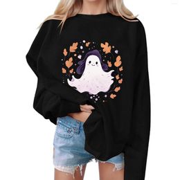 Women's Hoodies Large Sweatshirt Women Fashion Round Neck Halloween Print Long Sleeve Hooded Sweater Casual Tops Hiking Shirts