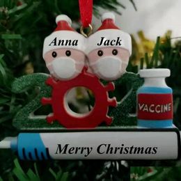 Christmas Decorations 2021 Decoration Birthdays Party Gift Product Personalised Family Of 4 Ornament Pandemic Diy Resin Accessories Wi Dhyaf