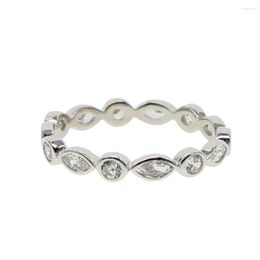 Cluster Rings 925 Sterling Silver Marquise Round Bezel Cubic Zirconia High Quality Women Girl Stack Eternity Ring