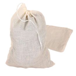 Cotton Muslin Drawstring Strainer Tea Spice Fruit Juice Food Separate Philtre Bag For Drinking Tea Tools