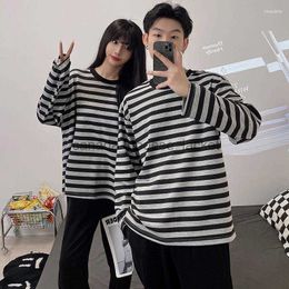 Women's Sleep Lounge Women's Sleepwear Women's 2PCS Long Sleeve Cotton Couple Pyjamas Set Women Family Pijama Stripe Homewear Trousers Casual Men PyjamasL230913