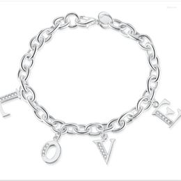 Link Bracelets 925 S Sterling Silver Bracelet Fashion Jewelry Unique Letter A To Bangles Charm For Women Men Girls Party Accessory