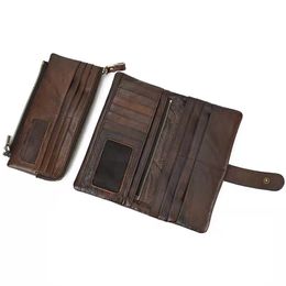 Genuine leather vintage mens designer wallets multi-function male cowhide fashion casual purses Coin phone zero card clutchs no467