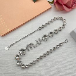 2023 MI U New Letter Rhinestone Full Diamond Necklace Zircon Large Diamond Set Temperament Sweet Light Luxury Necklace Bracelet
