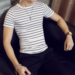 Men's Suits B148389 T-shirts For Male T-shirt Version Striped Round-collar Men T Shirts Man Tops Tees