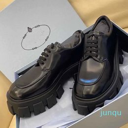 Wholesale Luxury Monolith Brushed Leather Loafers Chunky Heels Platform Sneakers Lug Rubber Sole Oxford Comfort Walking