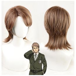 Anime Costumes High Quality The Final Season Jean Kirstein Cosplay Wig Short Mullet Style Heat Resistant Synthetic Wigs Cap