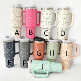 Wholesale! Ox head pattern 40oz tumblers with handle double wall vacuum second generation 40oz Travel Mugs LG12