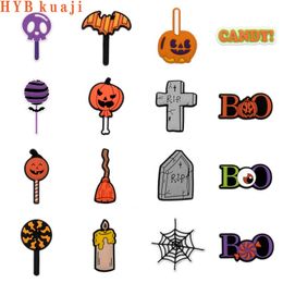 HYBkuaji 100pcs custom new halloween party cro c shoe charms wholesale shoes decorations pvc buckles for shoes