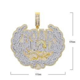 Iced Out Large Letter Road Runna Pendant Full Diamond Men's Hip Hop Necklace Pendant