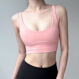 Clothing luxury Tops Tees Sports Vest Women with Breast Pad Yoga Top Short Nude Feeling Tight Anti-sagging Fitness Underwear joggers running wholesale