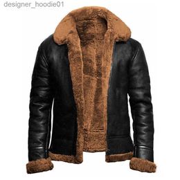 Men's Fur Faux Fur Men PU Leather Jacket Fur Keep Warm Straight Lapel Zipper Winter Coat Young Fashion Casual Oversize Outwear Parkas Locomotive L230913
