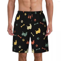 Men's Shorts Custom Board Mens Quick Dry Beachwear Boardshorts Scottish Terrier Cartoon Pattern Swimming Trunks Bathing Suits