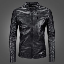 Men's Leather Faux Autumn Winter Fleece Warm Jacket Korean Version Stand Collar Slim PU Fashion Male Versatile Biker Coats 230912