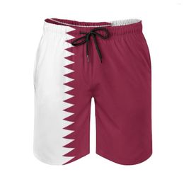 Men's Shorts Anime Beach Flag Of Qatar Loose Stretch Vintage Male Sports Adjustable Drawcord Breathable Quick Dry