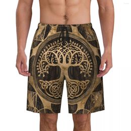 Men's Shorts Tree Of Life Yggdrasil Print Men Swim Trunks Quick Dry Beachwear Beach Board Viking Norse Boardshorts